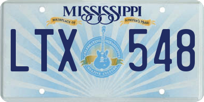 MS license plate LTX548
