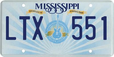 MS license plate LTX551