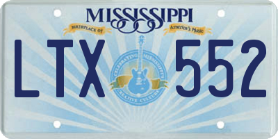 MS license plate LTX552
