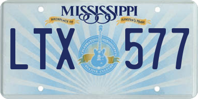 MS license plate LTX577