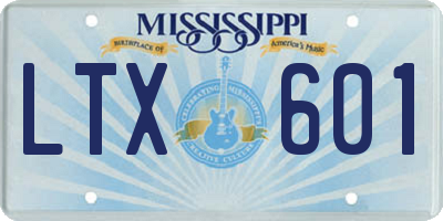 MS license plate LTX601