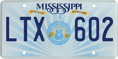 MS license plate LTX602