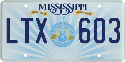 MS license plate LTX603