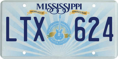 MS license plate LTX624