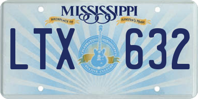 MS license plate LTX632