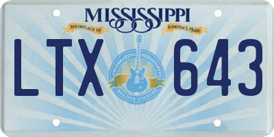 MS license plate LTX643