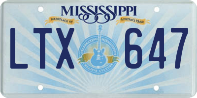 MS license plate LTX647