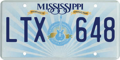 MS license plate LTX648