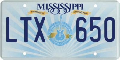 MS license plate LTX650