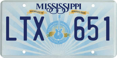 MS license plate LTX651