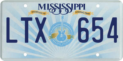 MS license plate LTX654