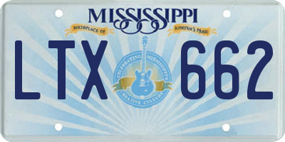 MS license plate LTX662