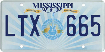 MS license plate LTX665