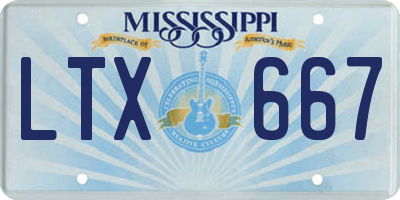 MS license plate LTX667