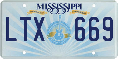 MS license plate LTX669