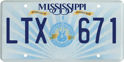 MS license plate LTX671