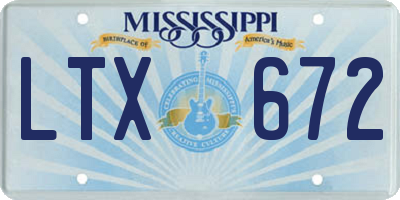 MS license plate LTX672
