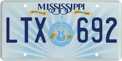 MS license plate LTX692