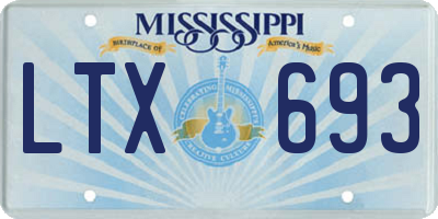 MS license plate LTX693