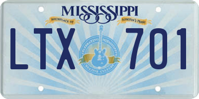 MS license plate LTX701