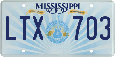 MS license plate LTX703