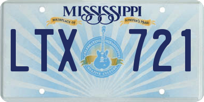 MS license plate LTX721