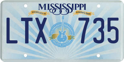 MS license plate LTX735