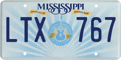 MS license plate LTX767
