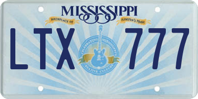 MS license plate LTX777
