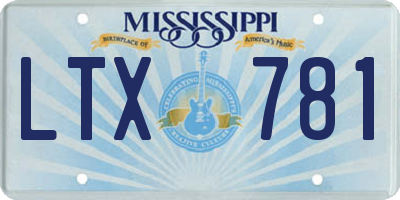 MS license plate LTX781