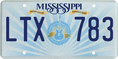 MS license plate LTX783