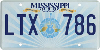 MS license plate LTX786