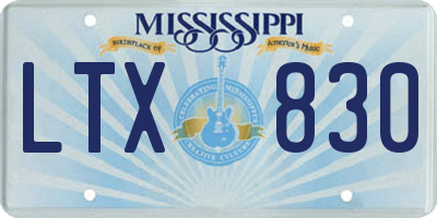 MS license plate LTX830
