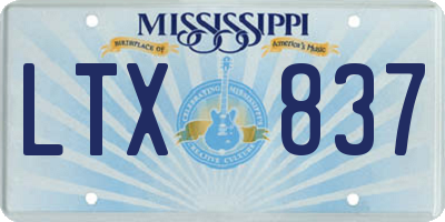 MS license plate LTX837