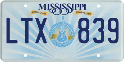 MS license plate LTX839