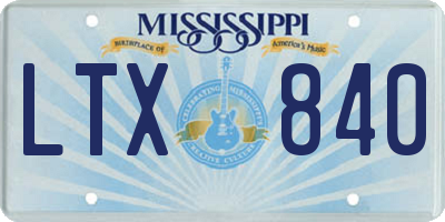 MS license plate LTX840