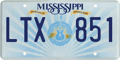 MS license plate LTX851
