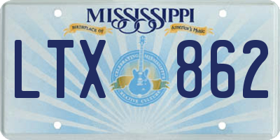 MS license plate LTX862