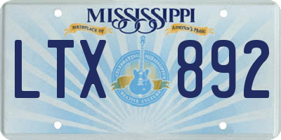 MS license plate LTX892
