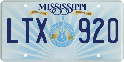 MS license plate LTX920