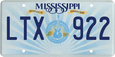 MS license plate LTX922