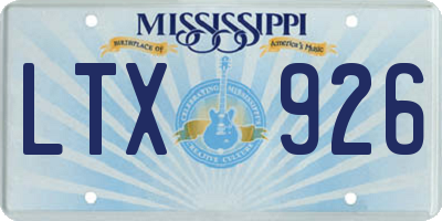MS license plate LTX926