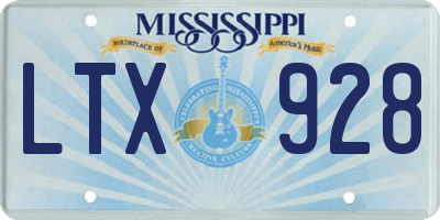 MS license plate LTX928