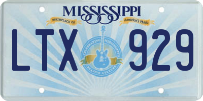 MS license plate LTX929