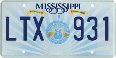 MS license plate LTX931