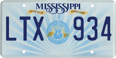 MS license plate LTX934