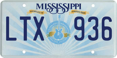MS license plate LTX936
