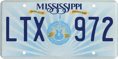 MS license plate LTX972
