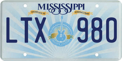 MS license plate LTX980