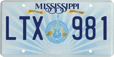 MS license plate LTX981
